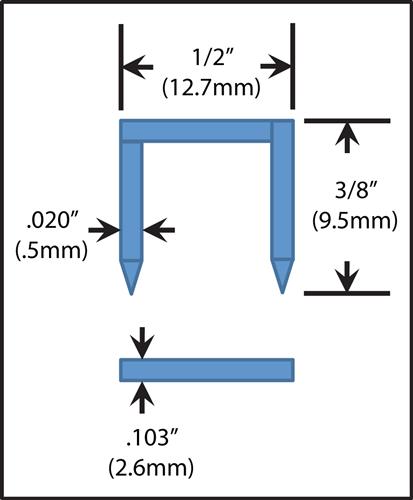 SB103020 3/8 2.9M  /  SB1030203--82.9M / SB1030203/8-2.9M - 2,912-Pack 3/8" Leg 1/2" Crown Pliers Staple SB1030203/82.9M